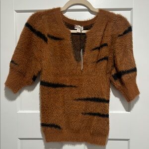 Hem & Thread Tiger Print Fuzzy Sweater
